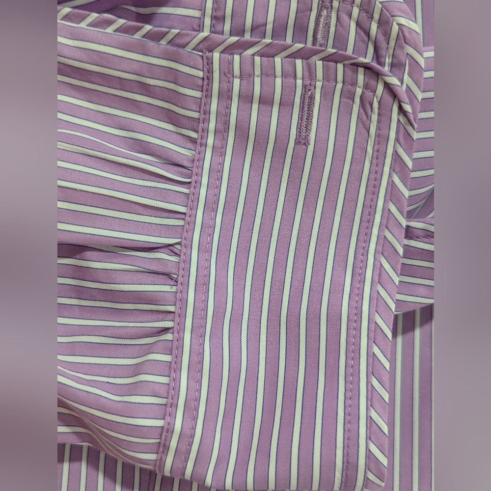 Talbots Haberdashery Petite Purple White Stripe LS Cotton Fitted Shirt Size 22W - Picture 8 of 11